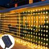 3/6M Солнечные шторные гирлянды Свадебный декор Светодиодные солнечные уличные гирлянды 8 режимов Спальня Окно Патио Сад Праздничное декоративное