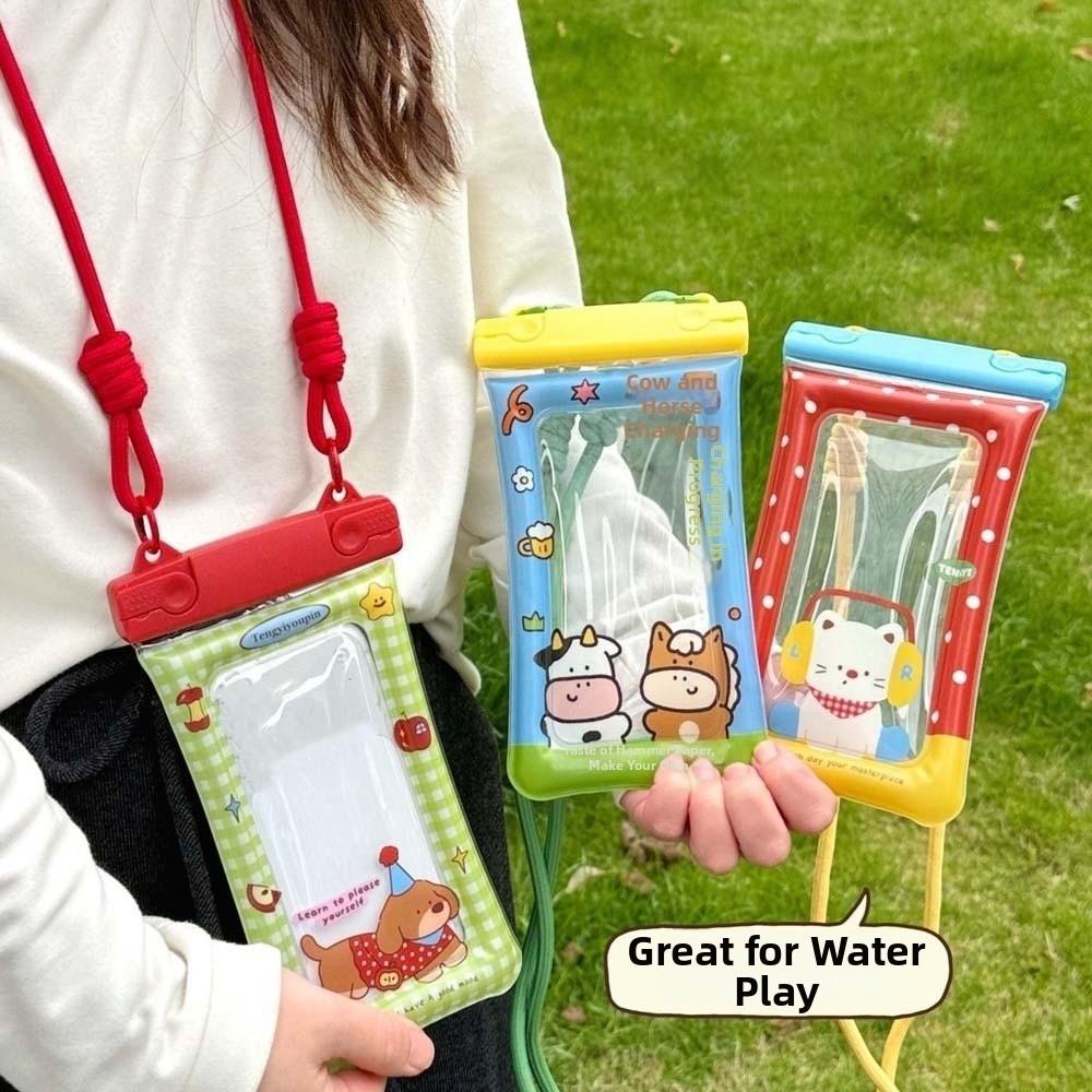 Cartoon Animal Printed Waterproof Phone Pouch Adjustable Strap Crossbody Dry Bag Pool Party