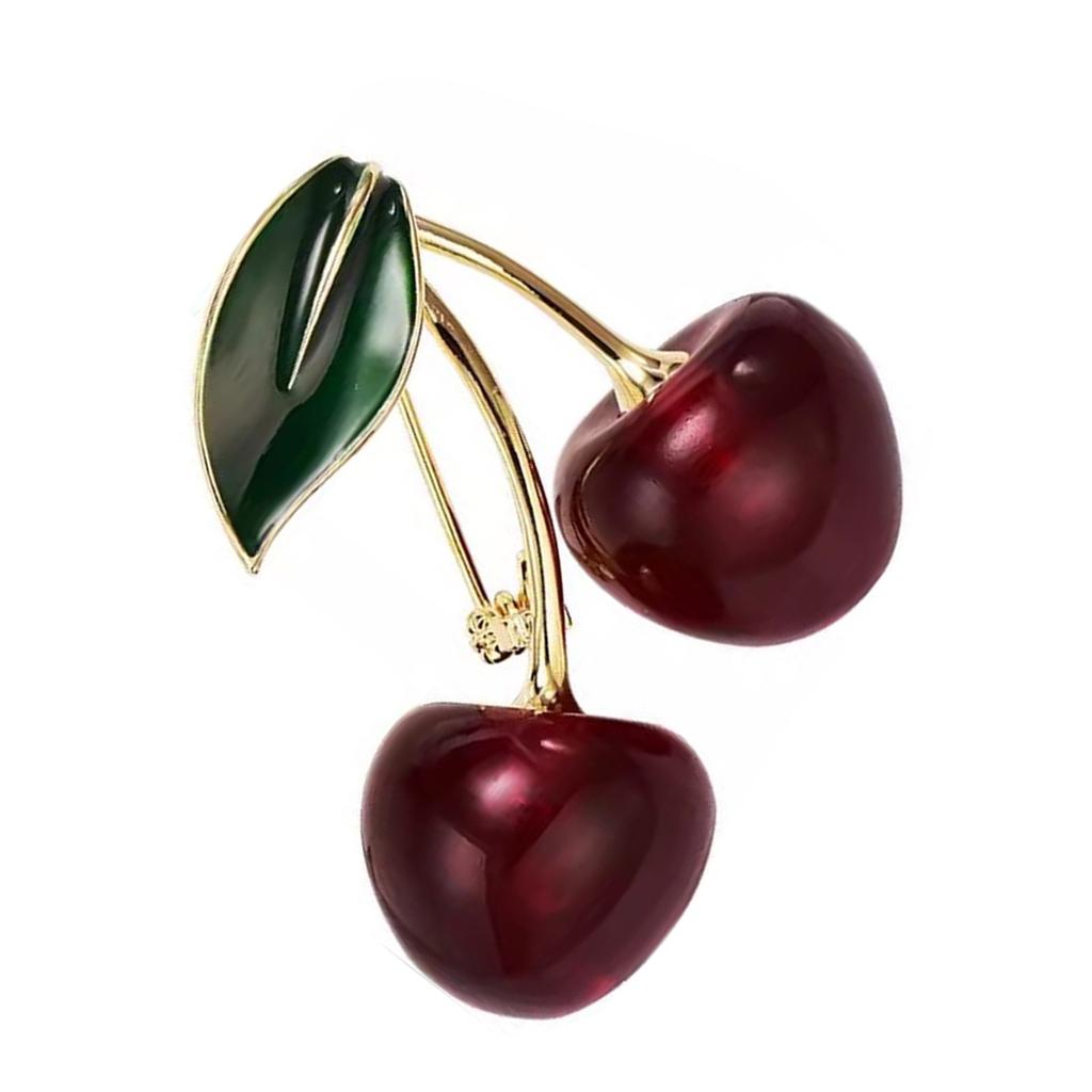 Exquisite Cherry Brooch Cherry Brooch Fun Clothing Jewelry Unique Badges Alloy Texture Suitable for Theme Event