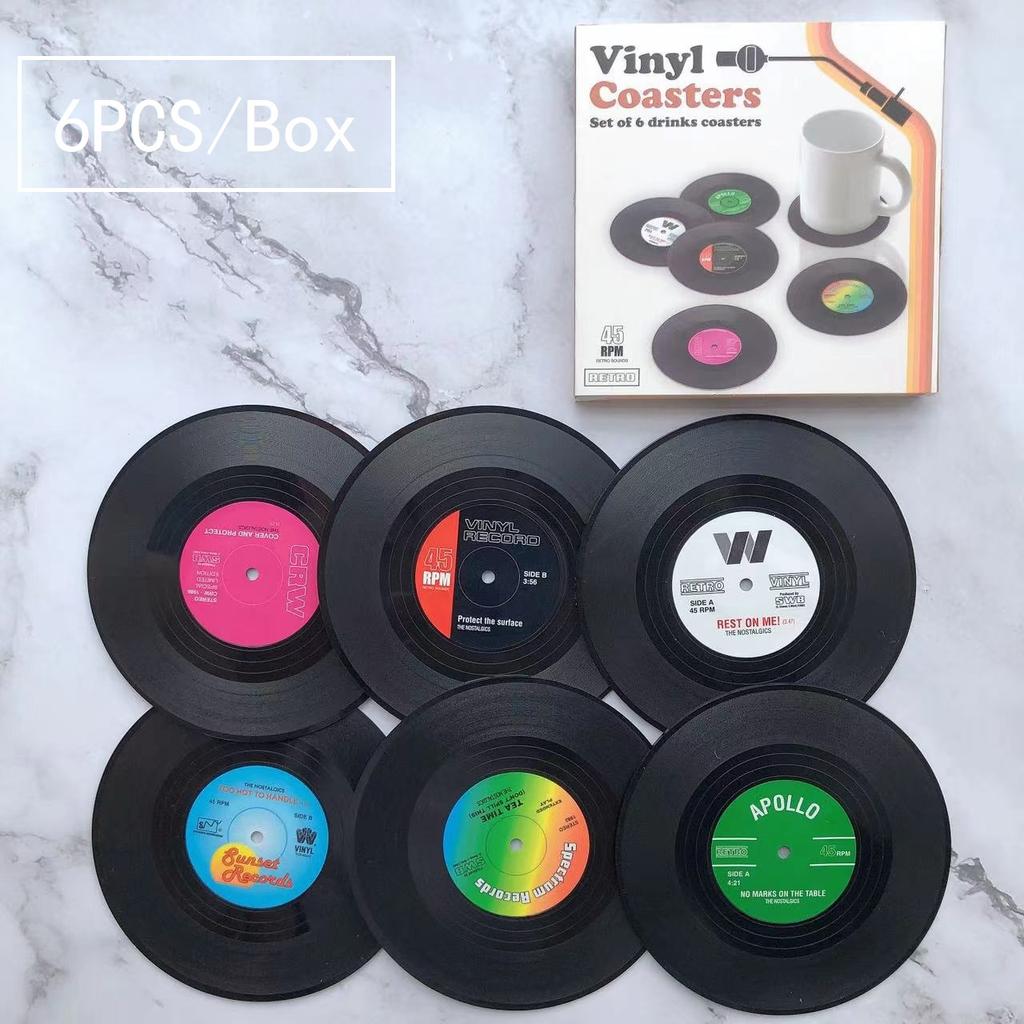 Vintage Mug Coaster Vinyl Not Easily Deformed Record Coaster Silicone Coaster Silica Gel Vinyl Placemat Insulation
