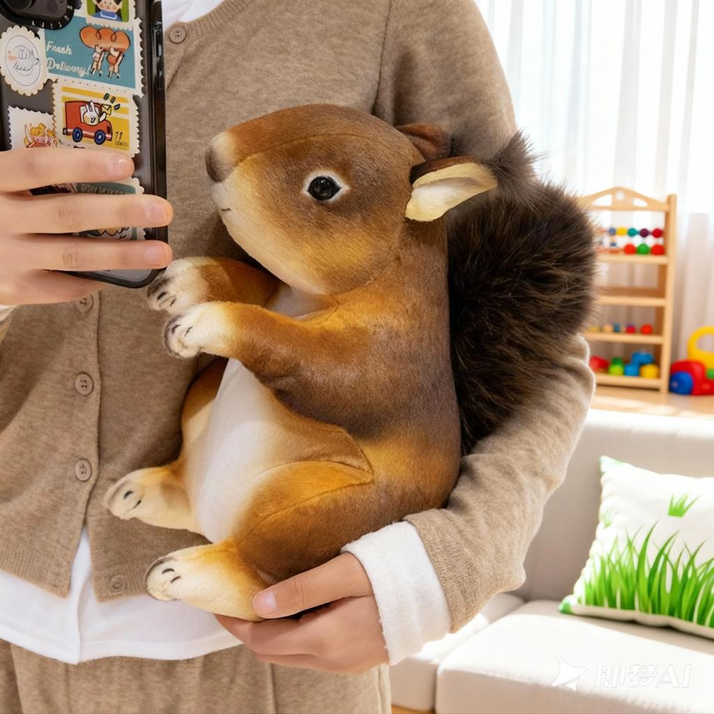 Realistic Squirrel Plush Toy Cute Lifelike Stuffed Animal Adorable Soft Doll Cuddle Pillow Boys Girl Kids Bedtime Companion Gift