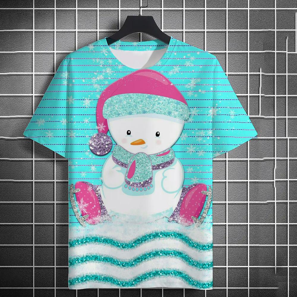 Men's T-Shirt Kids T Shirts 3D Santa Claus Printed Short Sleeve Christmas T-Shirt Trendy Christmas Casual Clothing Tops