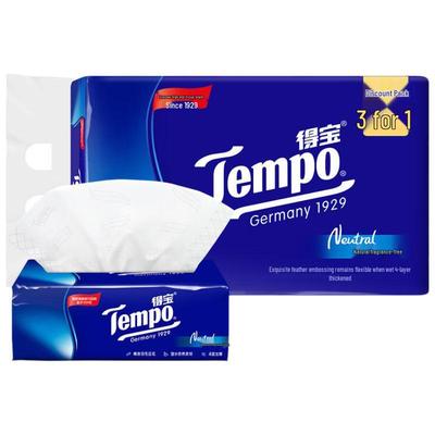 Без аромата, 4-слойные салфетки для лица Tempo