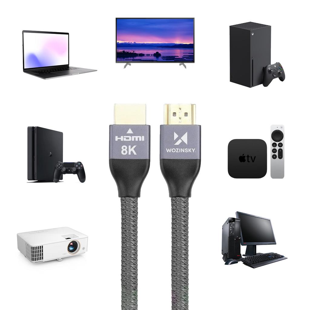 Wozinsky HDMI 2.1 Cable 8K@60Hz/4K@120Hz/2K@144Hz, 48Gbps, 2m, Silver (WHDMI-20 Model)