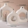 1pc White Ceramic Vases For Home Decor, Modern Decor Frosted Circle Vase, Minimalist Nordic Donut Vase, Decorative