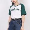 adidas Футболка с принтом логотипа Neo, повседневная, спортивная, с круглым вырезом и коротким рукавом, женская, зеленая GL1177