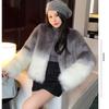 Женская мода градиент цвета искусственного меха пальто осень зима элегантная теплая верхняя одежда женские куртки из искусственного меха