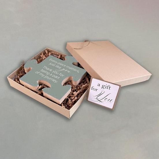 Wood Art Puzzle Thoughtful Coworker Gift Letter Carving Puzzle Piece Thank You Gift for Colleagues Friends