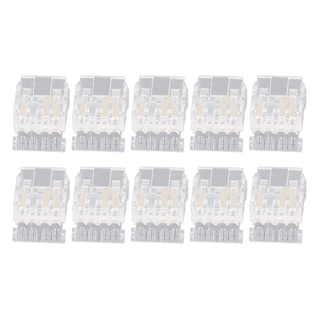 10Pcs COB LED Strip To Wire Connector 10mm 3Pin Transparent Solderless LED Light Strip Connectors for Home School Office