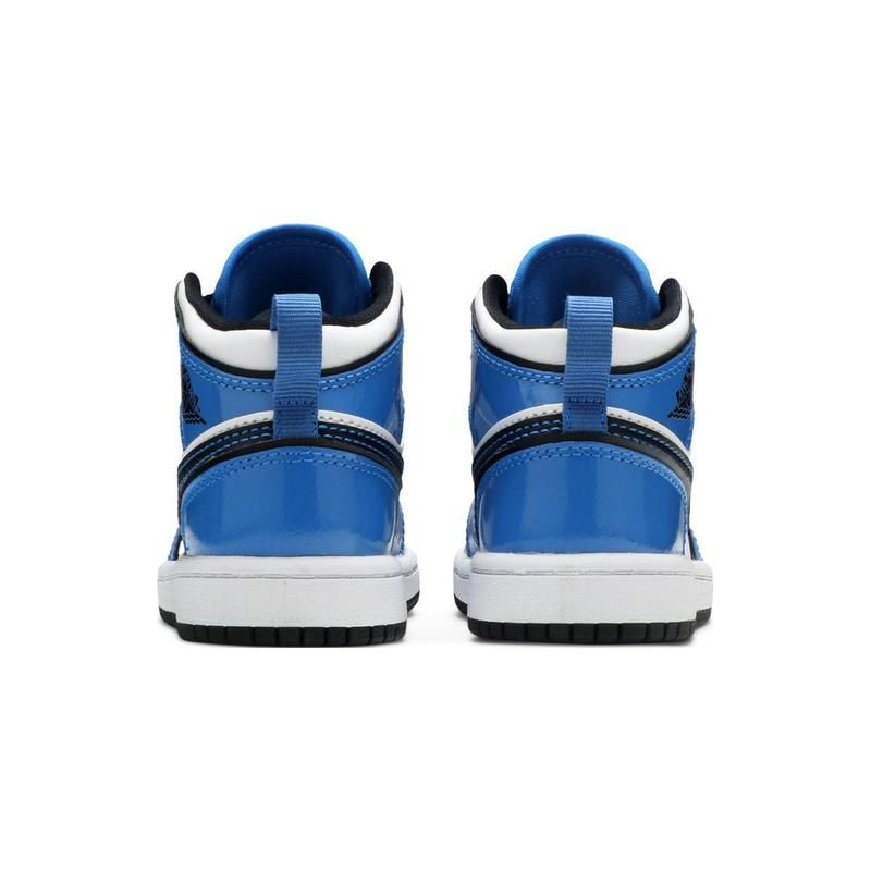Детские кроссовки Air Jordan 1 Mid SE PS Signal Blue White Black BQ6932-402