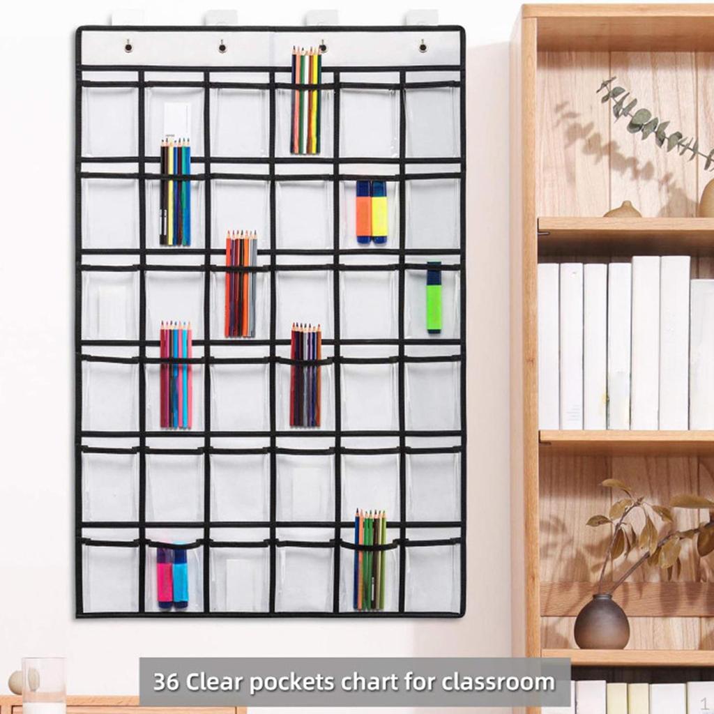 36 Classroom Pocket Charts for Cellphones and Calculators Holder Wall Door Mount Hanging Organizer