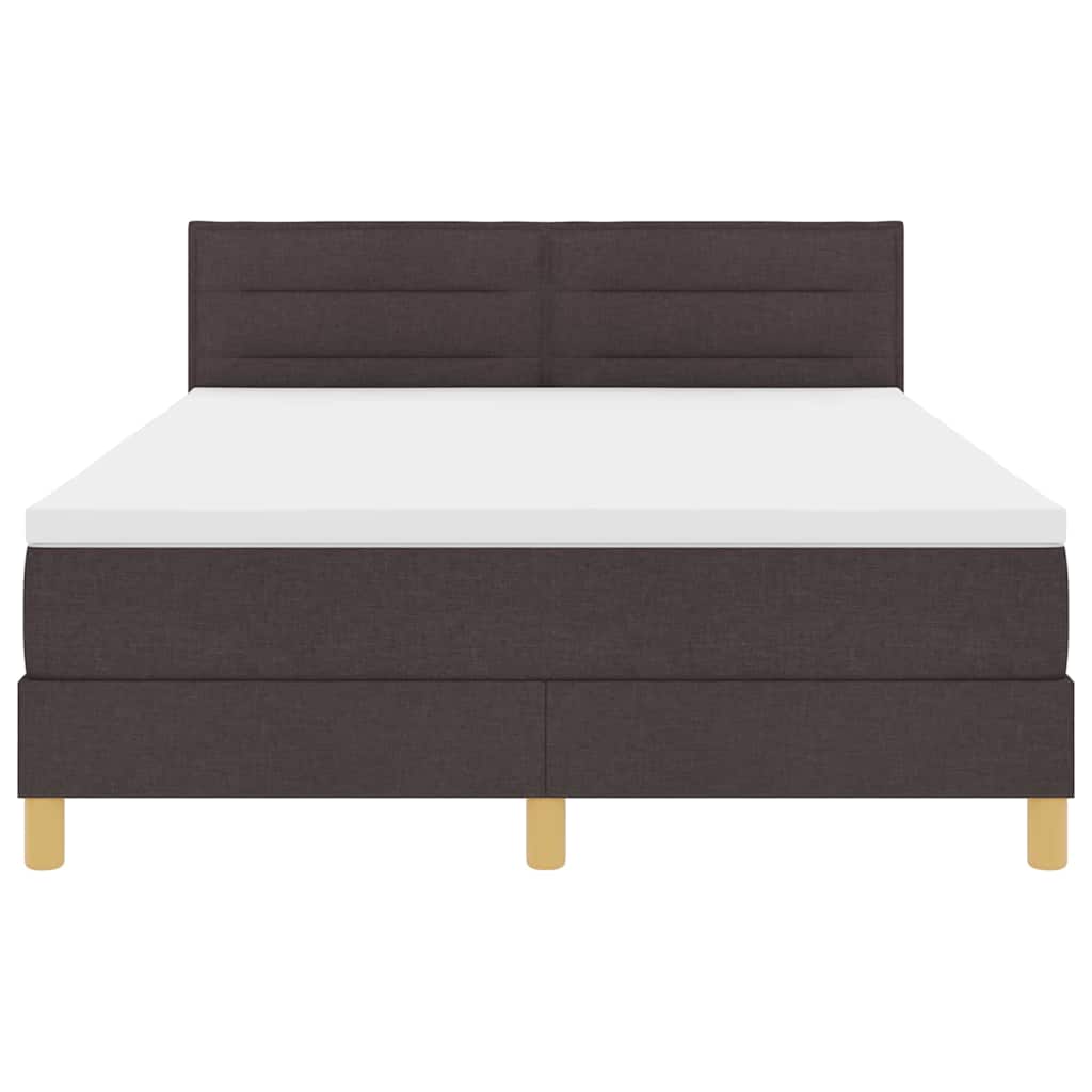 LED Boxspring Bed with Headboard Dark Brown 160 x 200 cm Fabric