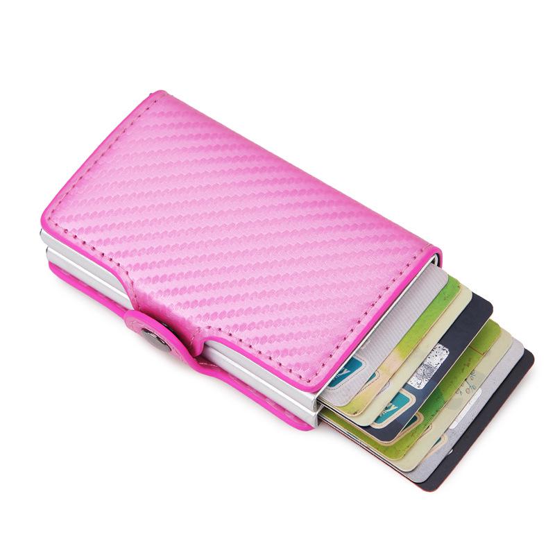 Men's Carbon Fiber RFID Anti-Theft Double Layer Metal Card Holder Wallet