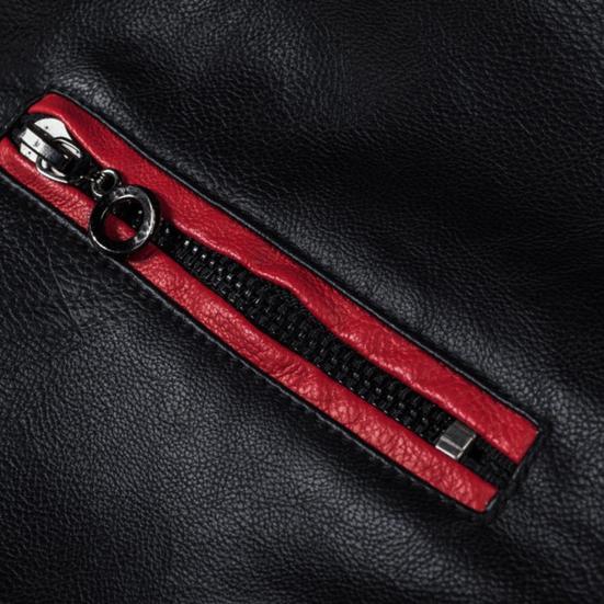 Men Coat Contrast Colors Stand Collar Motor Slim Vintage Classic Faux Leather Jacket for Biker