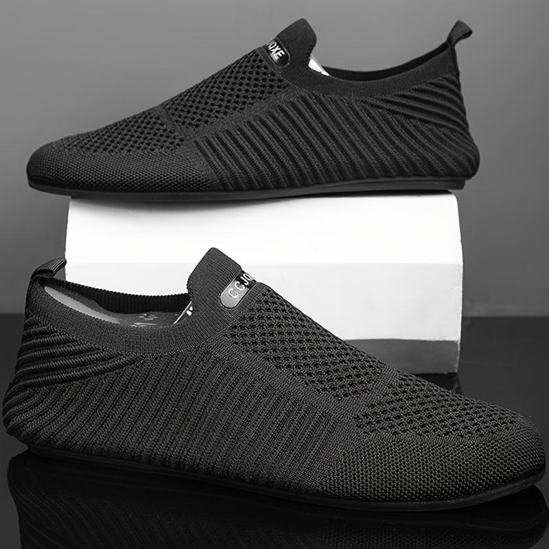 Men's Solid Color Slip On Breathable Sock Shoes, Comfy Non Slip Casual Durable Walking Shoes for Men's Outdoor Activities