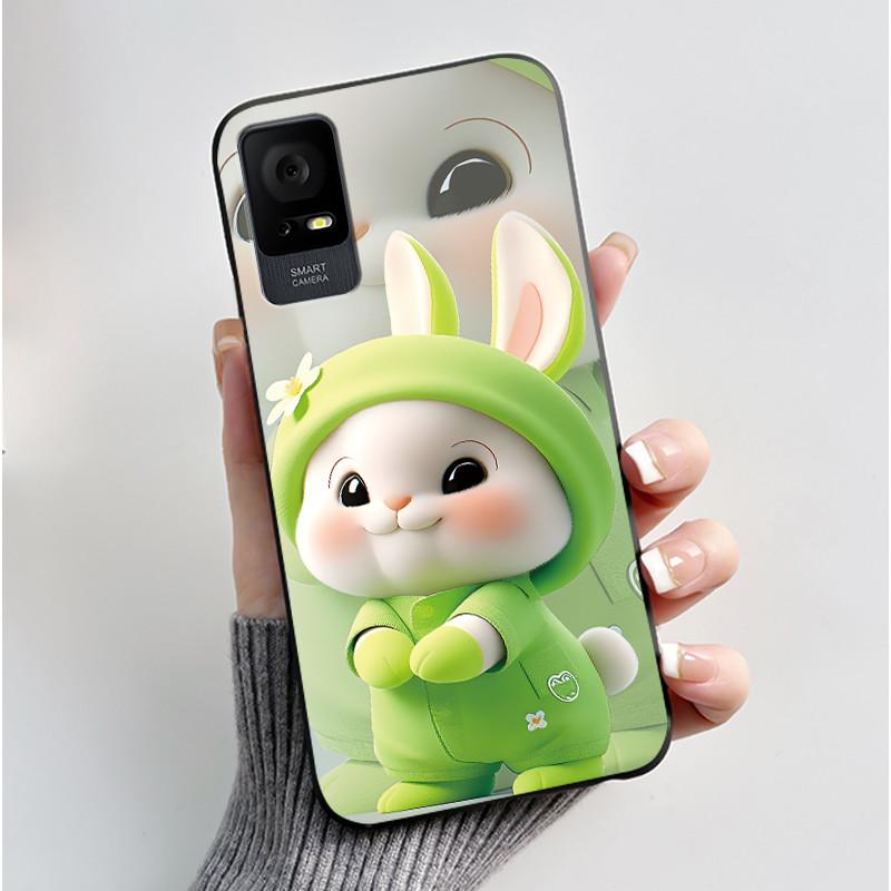 Матовый мягкий чехол из ТПУ для TCL 408 405 406 403 305i T506D T506K, задняя крышка, роскошный, милый, любовь, кролик, смешной, черный, силиконовый чехол для телефона