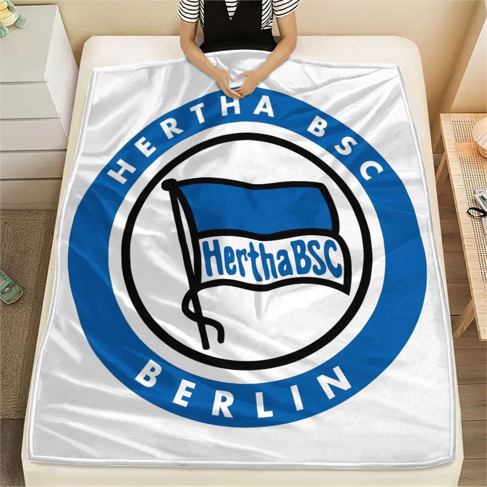 Hertha BSC Berlin Printed Flannel Blanket, soft throw for bedroom sofa, washable,soccer fan merchandise, great gift.