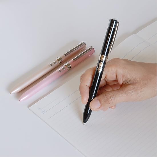 uni-ball Jetstream F Series 3-Color Ballpoint Pen, 0.5mm, Luminous Black, Smooth Writing, SXE360105.