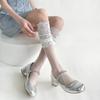 Girls Thigh High Stockings Ultra-thin Transparent Polka Dot Knee High Socks Heart Print Lace Ruffle Socks Thigh High Socks