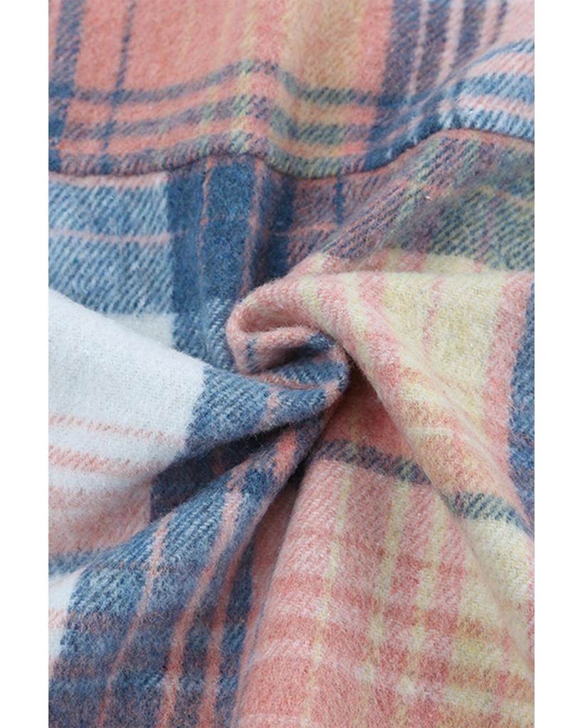 Azura Exchange Plaid Flap Pockets Shacket