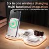 Custom logo Corporate Gift Multifunctional 15W Fast Charger Alarm Clock RGB Ambient Night Light 6 in 1 Wireless Charger Foldable