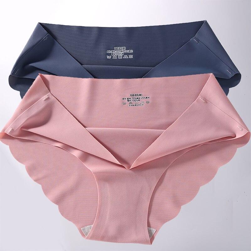 2Pcs/Set Seamless Silk Women's Panties Briefs Women Underwear Female Underpants Comfortable Silk Panty Sexy Woman Lingerie M-XL