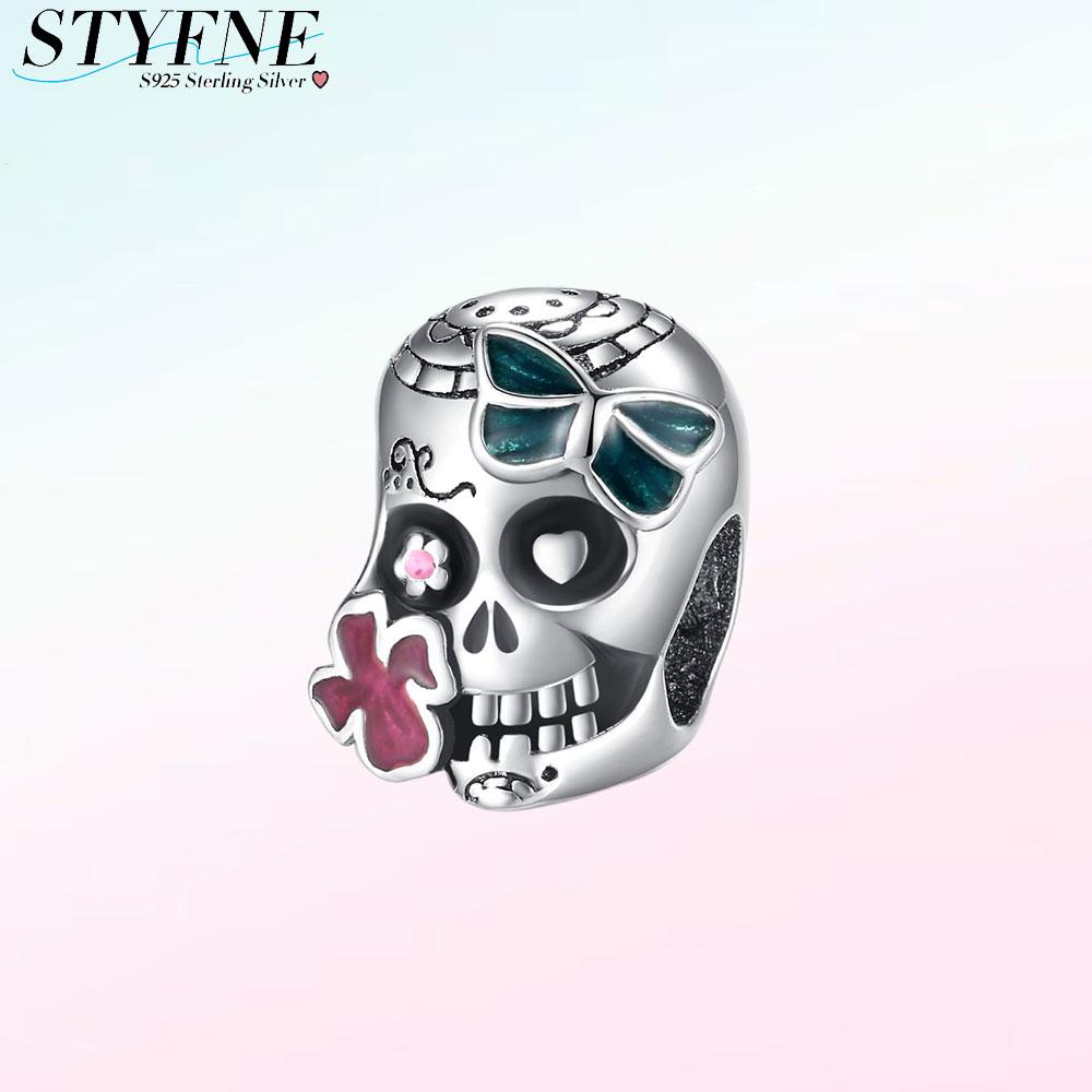 Anniversary Copper Halloween Series Charms Luminous Skull Lil Ghost Beads Fit Original Bracelet Women Fine Jewelry Gift