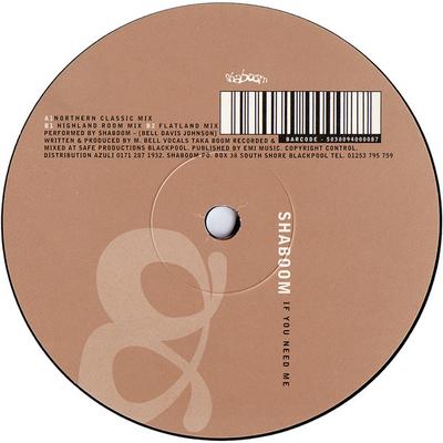 12-дюймовая пластинка SHABOOM - If You Need Me SHAB008 Shaboom Records 1998 UK Танцевальная и Электронная Б/У
