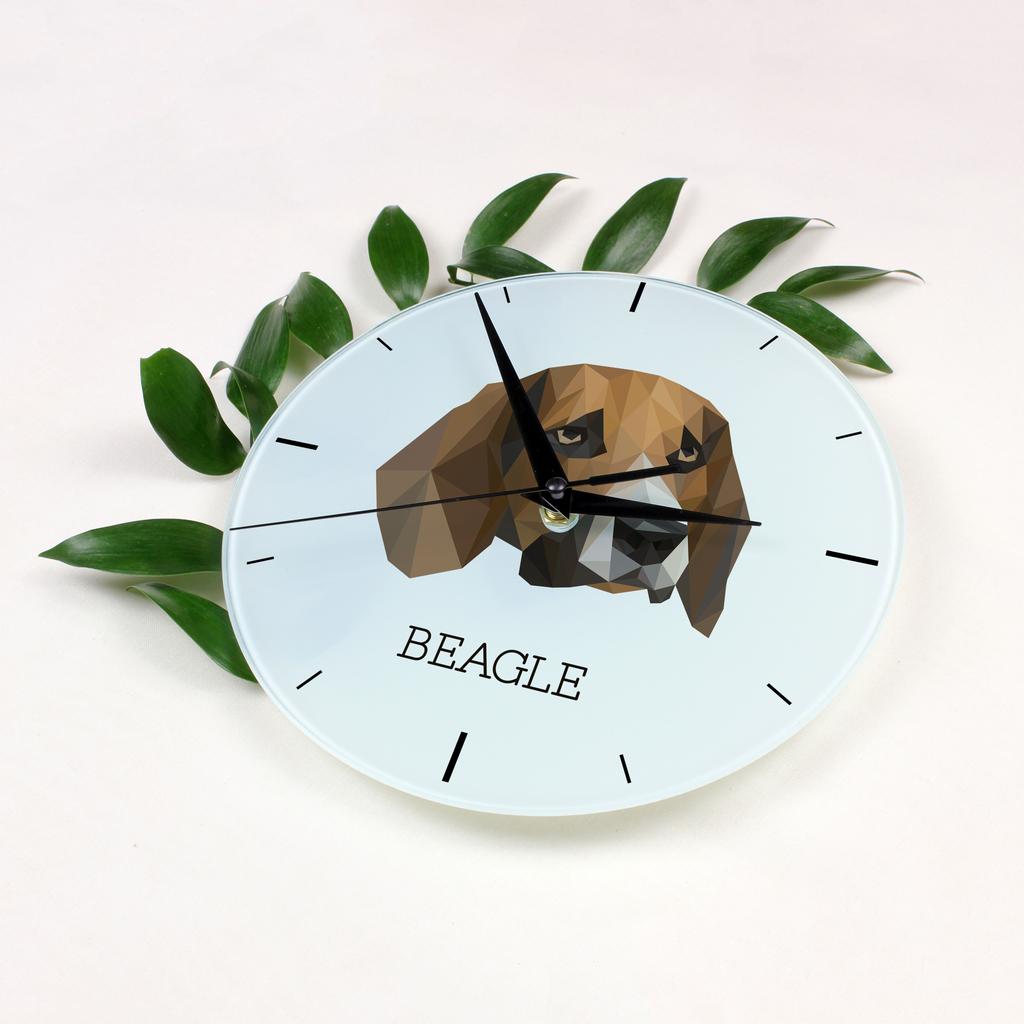 Beagle -Geometryczny Zegar Ścienny Ze Zdjęciem I Napisem Marki Art-Dog
