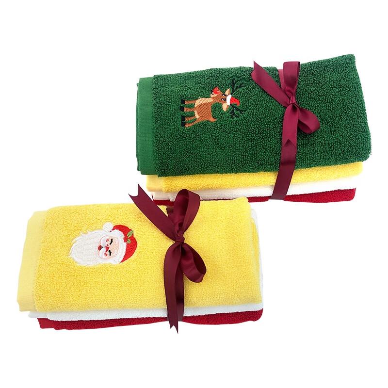 Christmas Embroidered Face Towel Set (4-Pack)