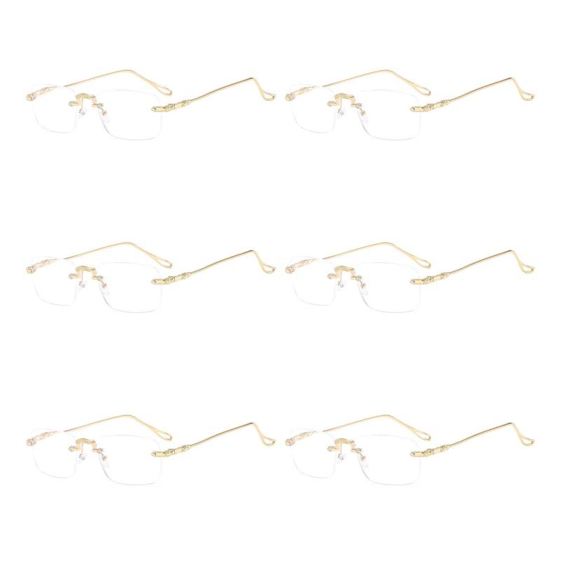 6 ШТ Новые мужские модные безободковые очки для пресбиопии Женские модные очки для чтения HD Очки для чтения с защитой от синего света