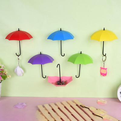 Настенные крючки для зонтов, вешалки для ключей и сумочек, простая установка, многоцветные универсальные 3D-клеящиеся декоративные подвесные крючки