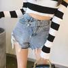 Ripped Denim Shorts for Women In Summer Student Korean Style Loose Breasted Wide-leg Pants New High-waisted Shorts for Women