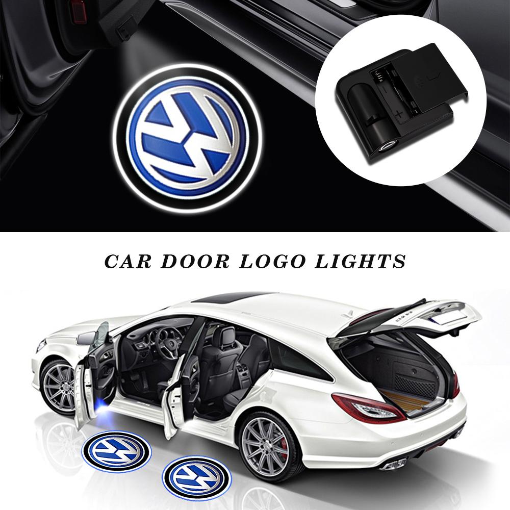 CGLWZ1 1/2Pcs Car Door Emblem LED Light Welcome Lamp Wireless Laser Projector For VW Passat Polo Touran Tiguan Jetta Golf accessories