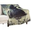 Gifts From Time - Raven In Tea Cup Throw Blanket Fluffy Blankets Large Shaggy Blanket