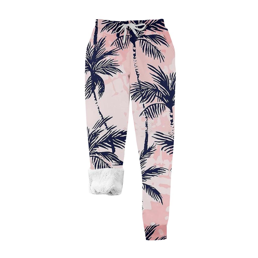 Женские повседневные модные домашние плюшевые спортивные штаны с рождественским принтом