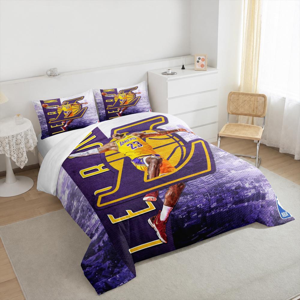 "Basketball Player Dunk Art Purple Bedding set, Bedding set (1 duvet cover, 2 pillowcases, duvet not included)."
