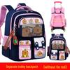 "Large Capacity Trolley Schoolbags for Grade 2, 3, and 6 Students - Card Bara Design To Reduce Carrying Burden"