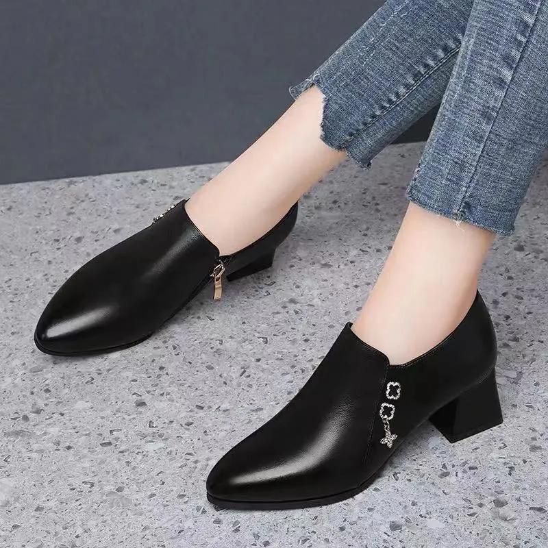 Botas Femininas Women Fashion Sweet Blue Comfort Ankle Boots Lady Classic Autumn & Winter High Heel Black Boots A9205