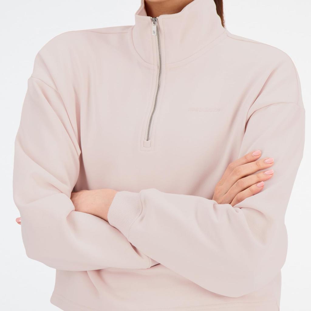 Женский топ с длинным рукавом на молнии до середины NB Athletics Linear WT33556 OUK S [New Balance] (Кварц Розовый)
