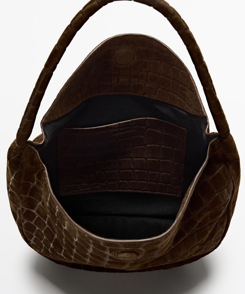 Massimo Dutti Mini Slouch Split Suede Leather Bag
