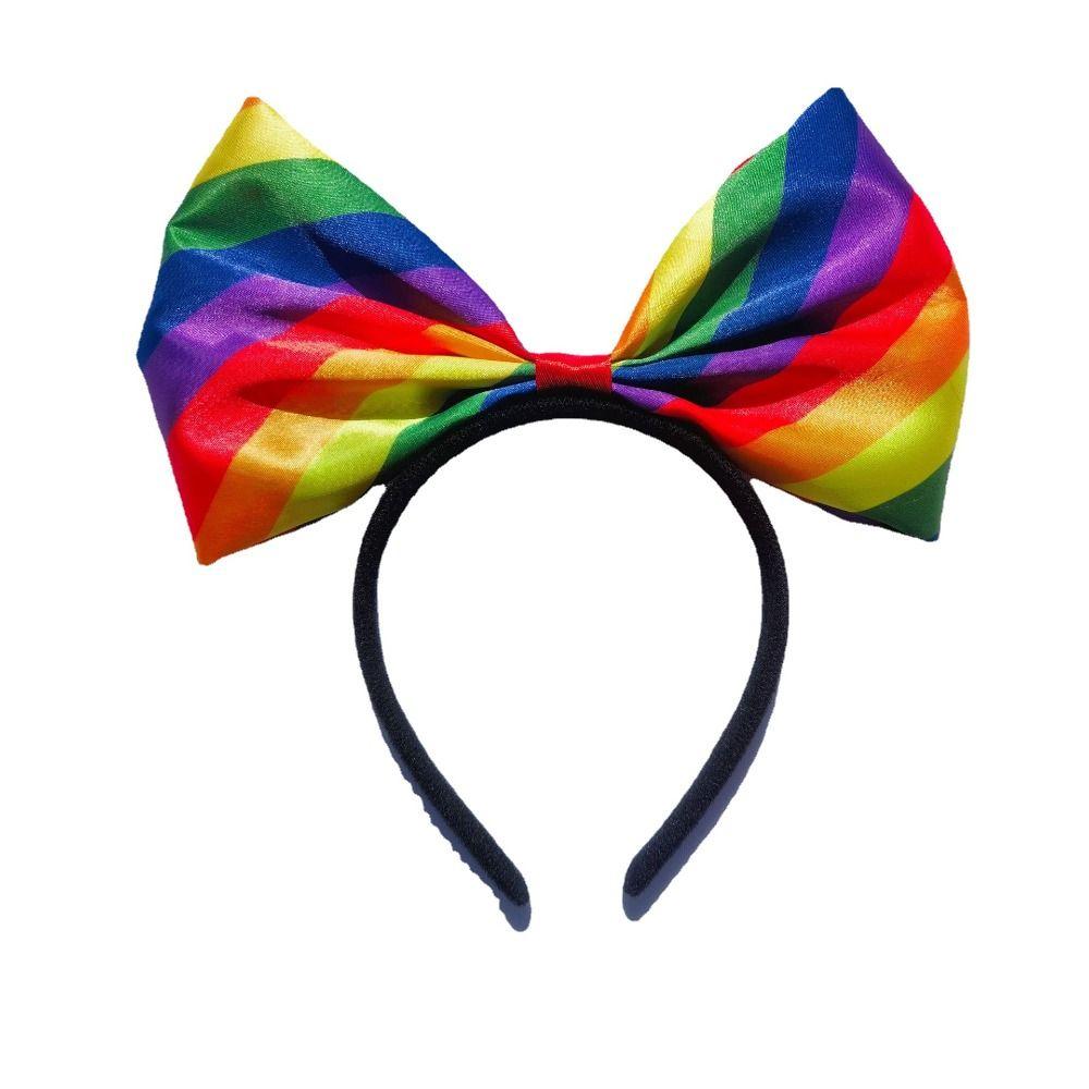 Beautiful Rainbow Bowknot Hair Hoop Fabric Art Party Head Hoop Rainbow Bow Headband Party Supplies