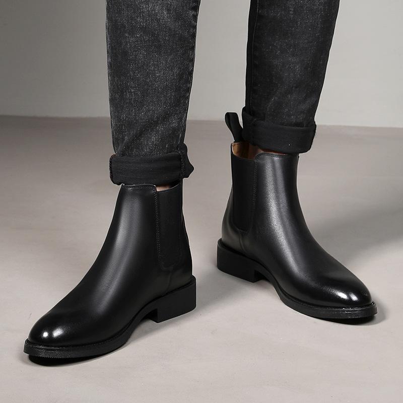 Spring/ Winter Elegant Chelsea Boots Leather Men Couple Shoes Size 35 47 Slip-On Dress Formal Boots Model Fashion Show222