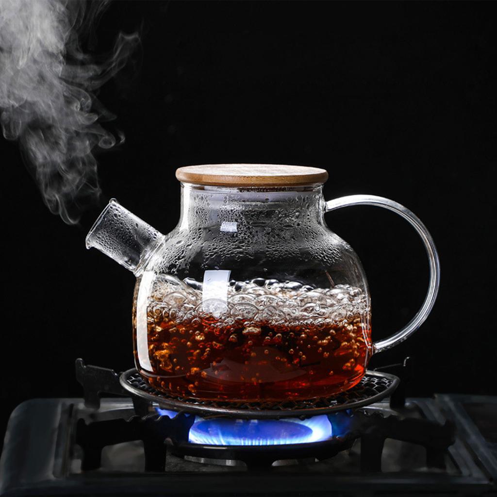 Large Transparent Glass Teapot Stovetop & Microwave Safe Kettles for Brewing Hot or Cold Tea