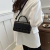 2024 New Spring Korean Style Casual Plaid Fashion Single Shoulder Crossbody Small Square Bag Black