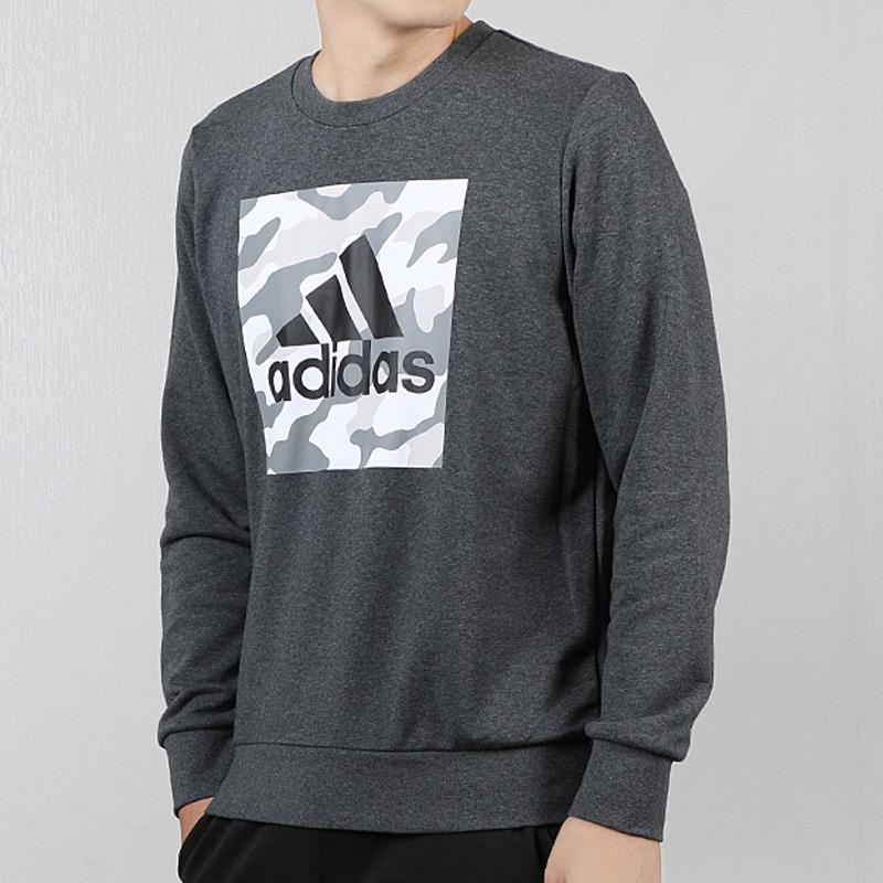 Adidas Sweatshirts Men's Gray Crew Neck Moderate Regular FJ0222