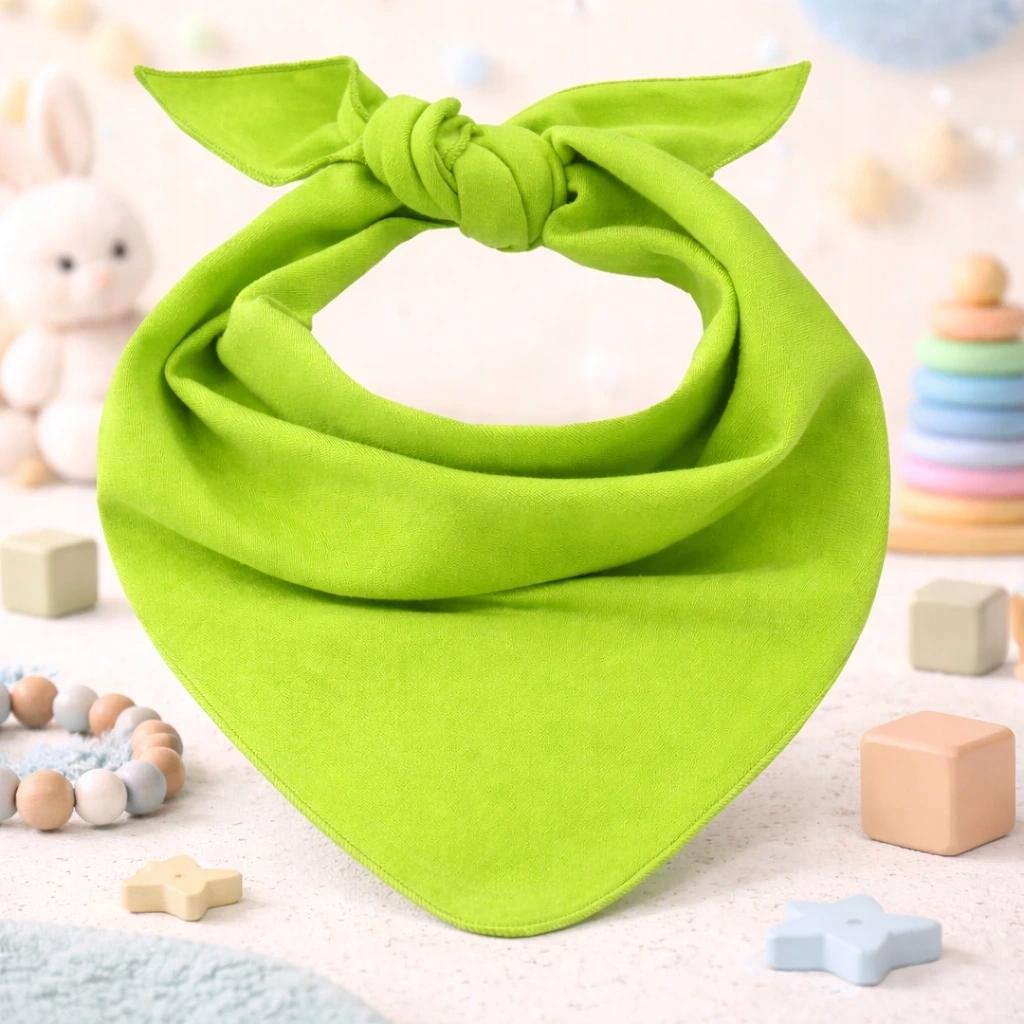 Triangular Neck Scarf Cotton Bandana Bright Green