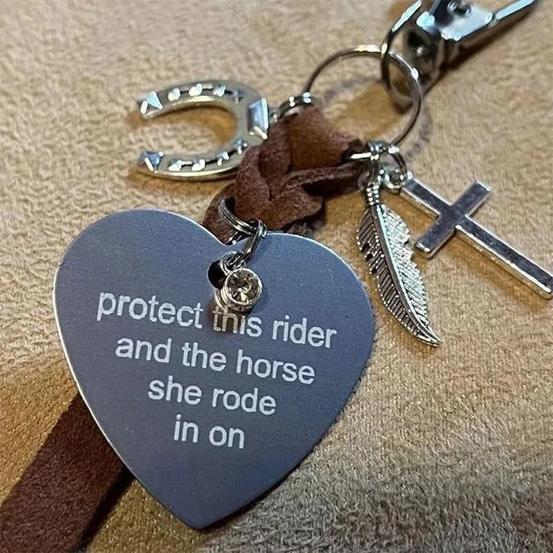 Protect This Rider And The Horse She Rode In On-Saddle Charm Fashionable Keychain Saddle Heart Charm Equestrian Riding Gift