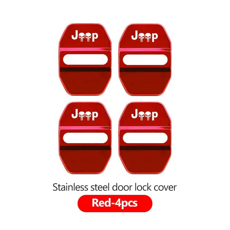 4Pcs Stainless Steel Car Door Lock Cap Cover for Jeep Renegade Wrangler JK Grand Cherokee Compass Patriot Liberty Auto Accessory