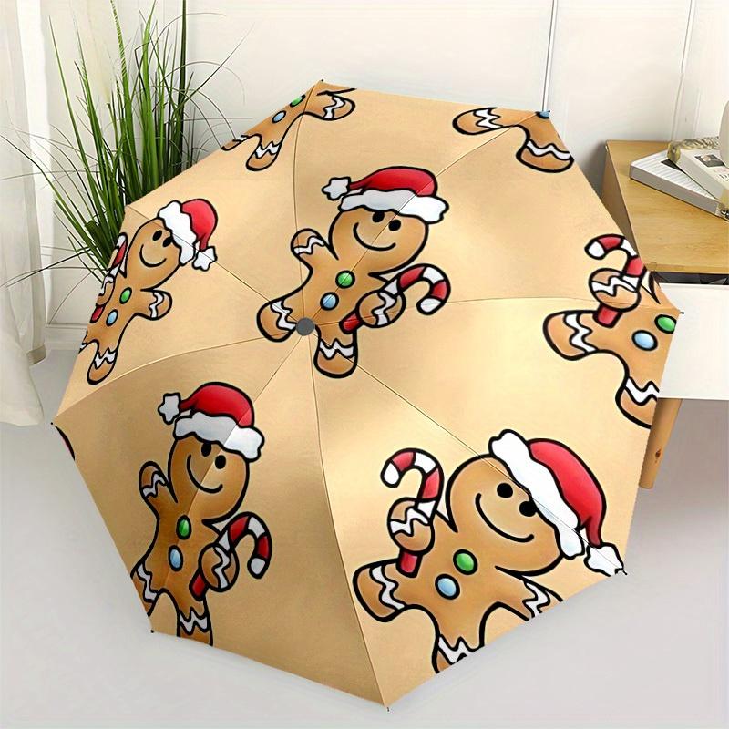 1pc Gingerbread Man Umbrella - 8-Rib Automatic Open/Close, Fashionable Compact Umbrella for Outdoor Adventures yy250813137
